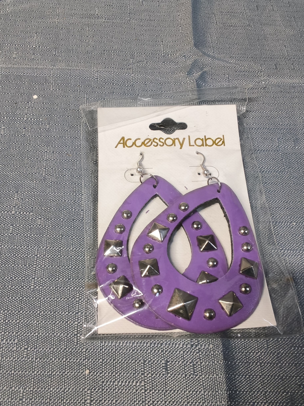 Purple Studded Teardrop Earrings